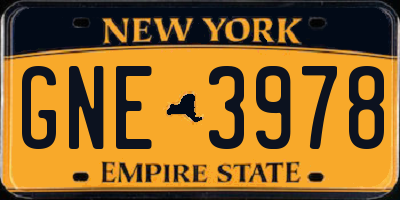 NY license plate GNE3978