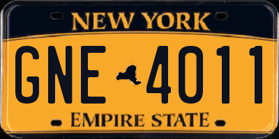 NY license plate GNE4011