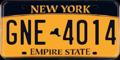 NY license plate GNE4014