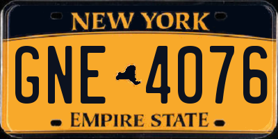 NY license plate GNE4076