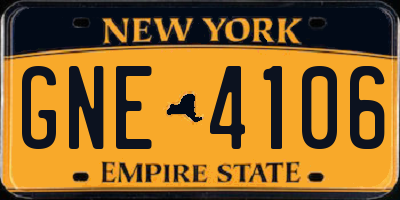 NY license plate GNE4106