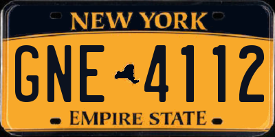 NY license plate GNE4112