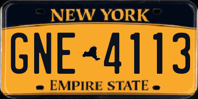 NY license plate GNE4113