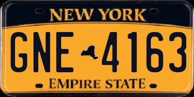 NY license plate GNE4163
