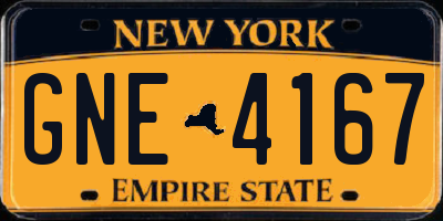 NY license plate GNE4167