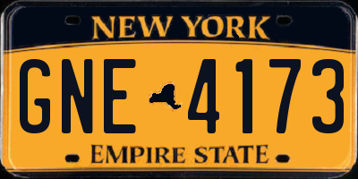 NY license plate GNE4173