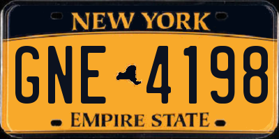 NY license plate GNE4198