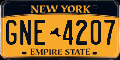NY license plate GNE4207