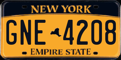 NY license plate GNE4208