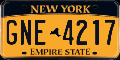 NY license plate GNE4217