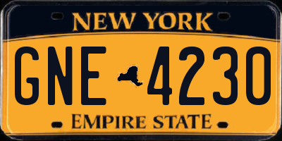NY license plate GNE4230