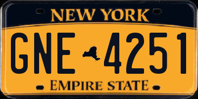 NY license plate GNE4251
