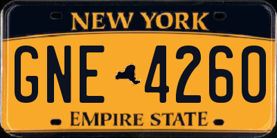 NY license plate GNE4260