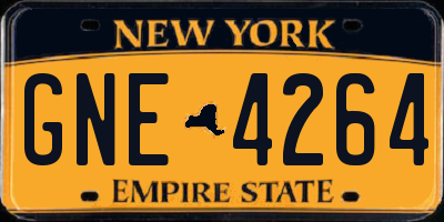NY license plate GNE4264