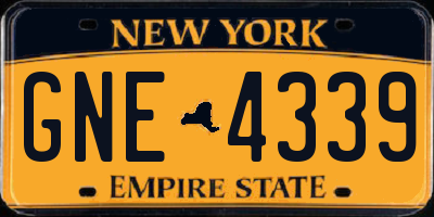 NY license plate GNE4339