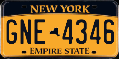 NY license plate GNE4346
