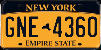 NY license plate GNE4360