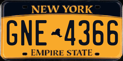 NY license plate GNE4366