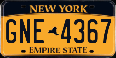 NY license plate GNE4367