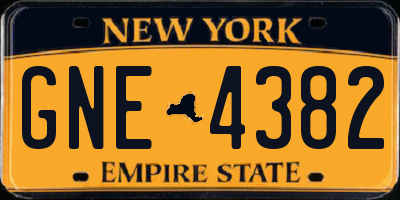 NY license plate GNE4382