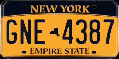 NY license plate GNE4387