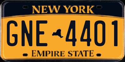 NY license plate GNE4401