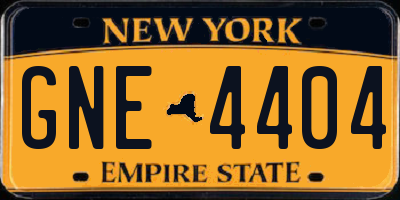 NY license plate GNE4404