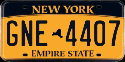 NY license plate GNE4407