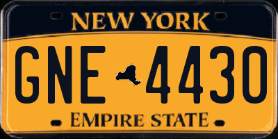 NY license plate GNE4430
