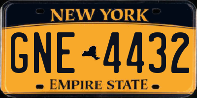 NY license plate GNE4432