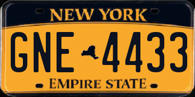 NY license plate GNE4433
