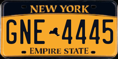 NY license plate GNE4445