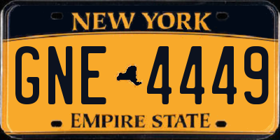 NY license plate GNE4449