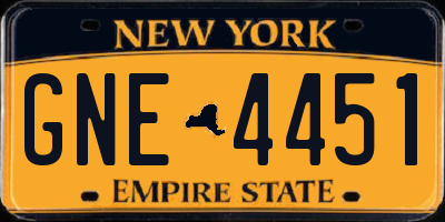 NY license plate GNE4451