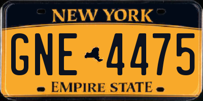 NY license plate GNE4475