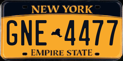 NY license plate GNE4477