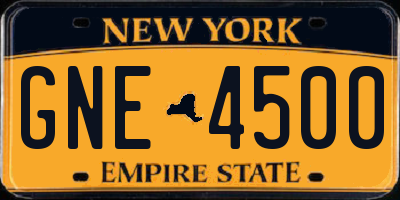 NY license plate GNE4500