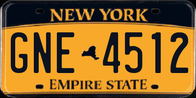 NY license plate GNE4512