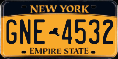 NY license plate GNE4532