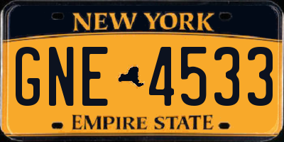NY license plate GNE4533