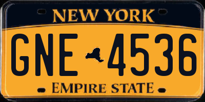 NY license plate GNE4536