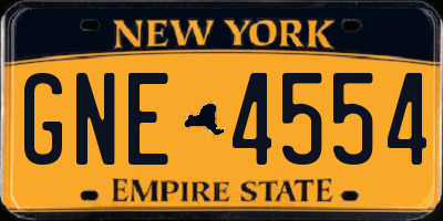 NY license plate GNE4554