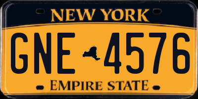 NY license plate GNE4576