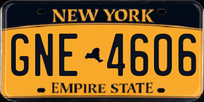 NY license plate GNE4606