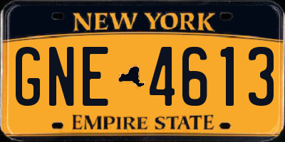 NY license plate GNE4613