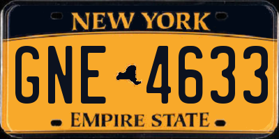 NY license plate GNE4633