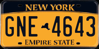 NY license plate GNE4643