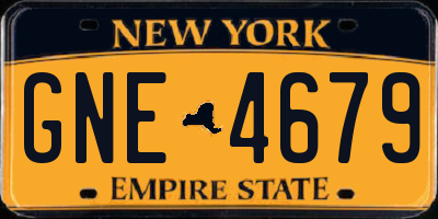 NY license plate GNE4679