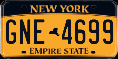 NY license plate GNE4699