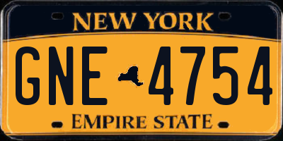 NY license plate GNE4754